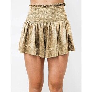 Shiny Metallic Sparkly Elastic High Waist Ruffle Shorts Sz M